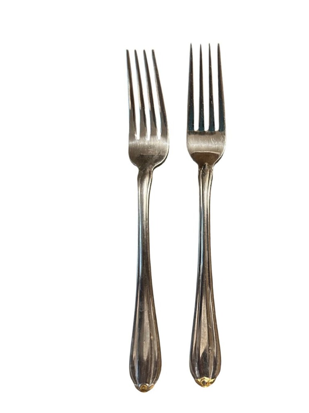 Gorham Silver Golden Melon Bud Stainless Flatware 18/8 Gold Accent Dinner Forks